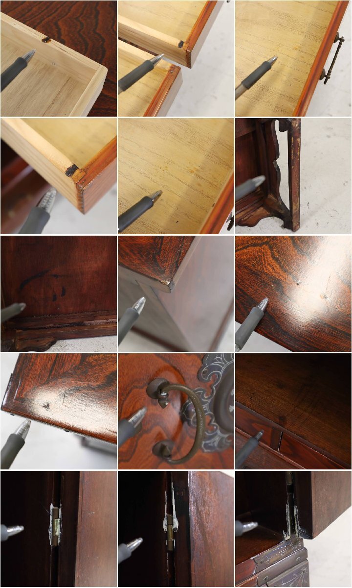  Joseon Dynasty furniture brass metal fittings fish lock attaching both opening cabinet sideboard chest of drawers MADE IN KOREA Korea made Asia old furniture antique style *835h06