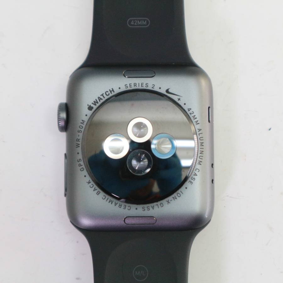 動作品 Apple Watch series2 NIKE+ 42mm アップルウォッチ スペースグレイアルミニウムケース ブラックスポーツバンド◆836f22_画像3