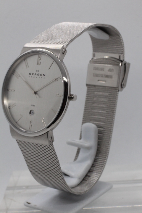 【SKAGEN】355XLSS SLIM JAPAN QUARTZ MOV`T 3ATM ALL STAINLESS STEEL 中古品時計 電池交換済み 24.5.16_画像3