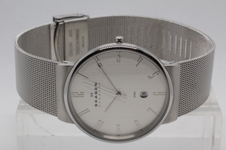 【SKAGEN】355XLSS SLIM JAPAN QUARTZ MOV`T 3ATM ALL STAINLESS STEEL 中古品時計 電池交換済み 24.5.16_画像7