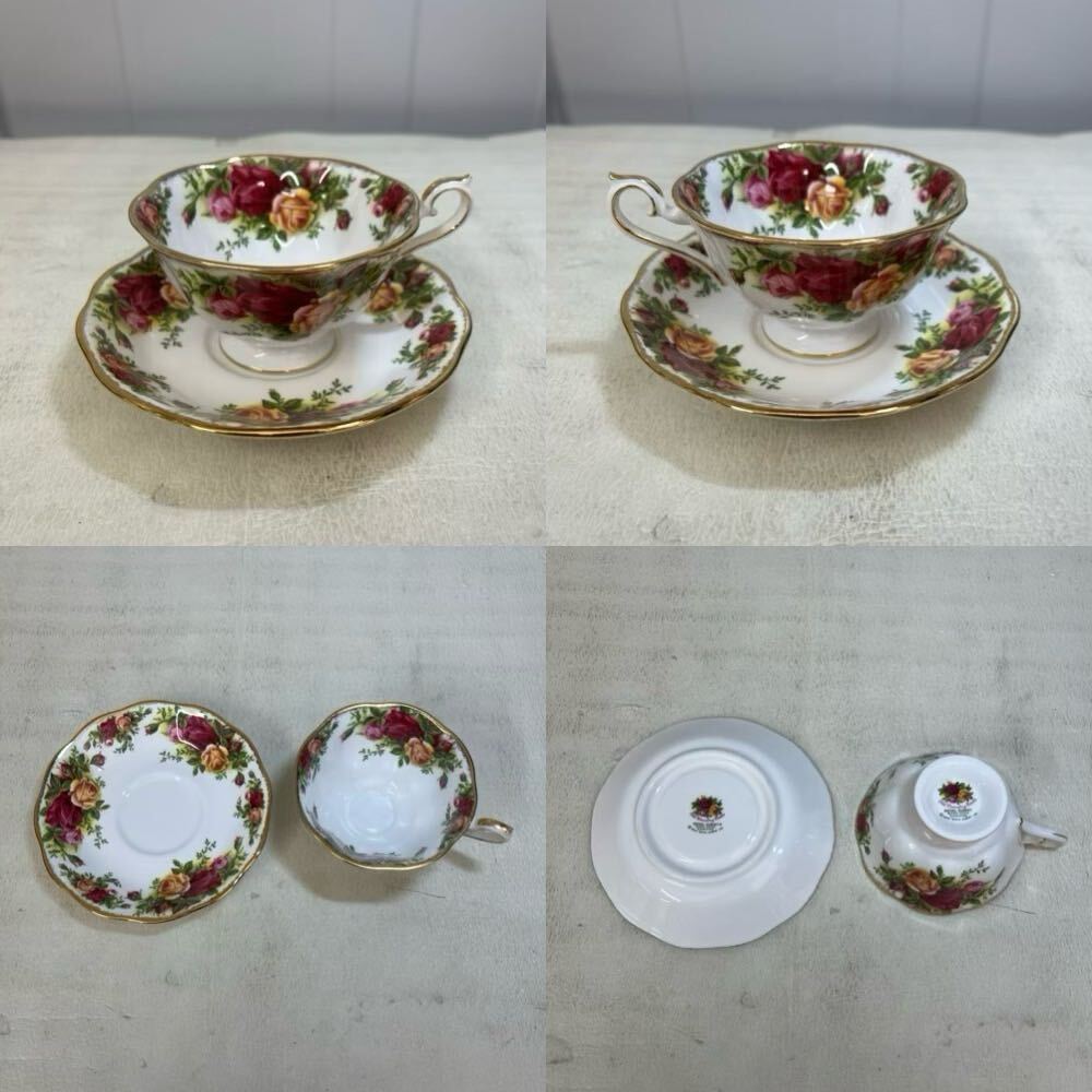 ROYAL ALBERT ロイヤル アルバート カップ&ソーサー 4客まとめ 花柄 洋食器 金彩 現状品_画像3