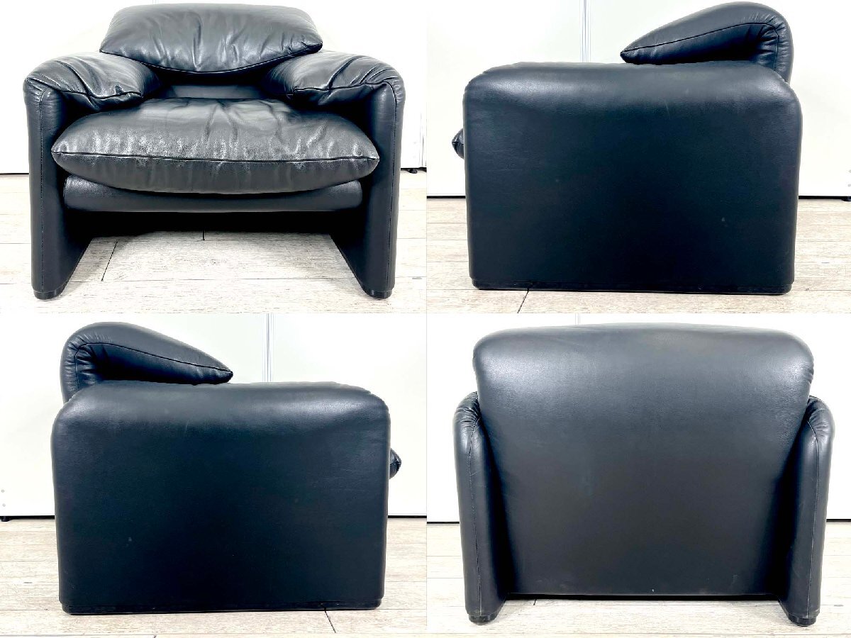 D）Cassina/カッシーナ ■マラルンガ 一人掛けソファ■本革■ブラック■ヴィコ マジストレッティ_画像2