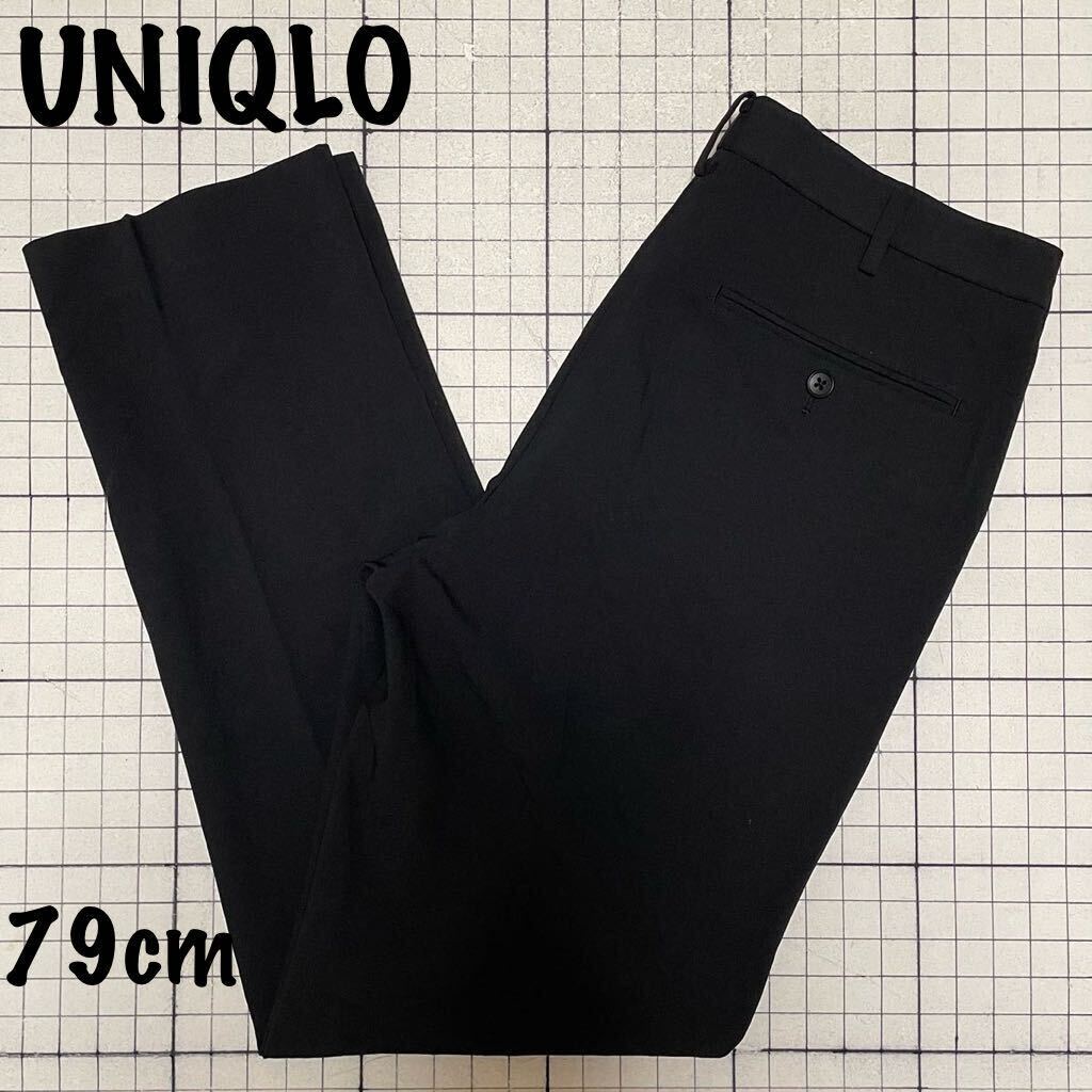  хорошая вещь Uniqlo [UNIQLO] впечатление брюки 2WAY стрейч шерсть Like легкий скорость . сжатие талия 79cm/ длина ног 76cm черный / чёрный 321-447780 L?M?