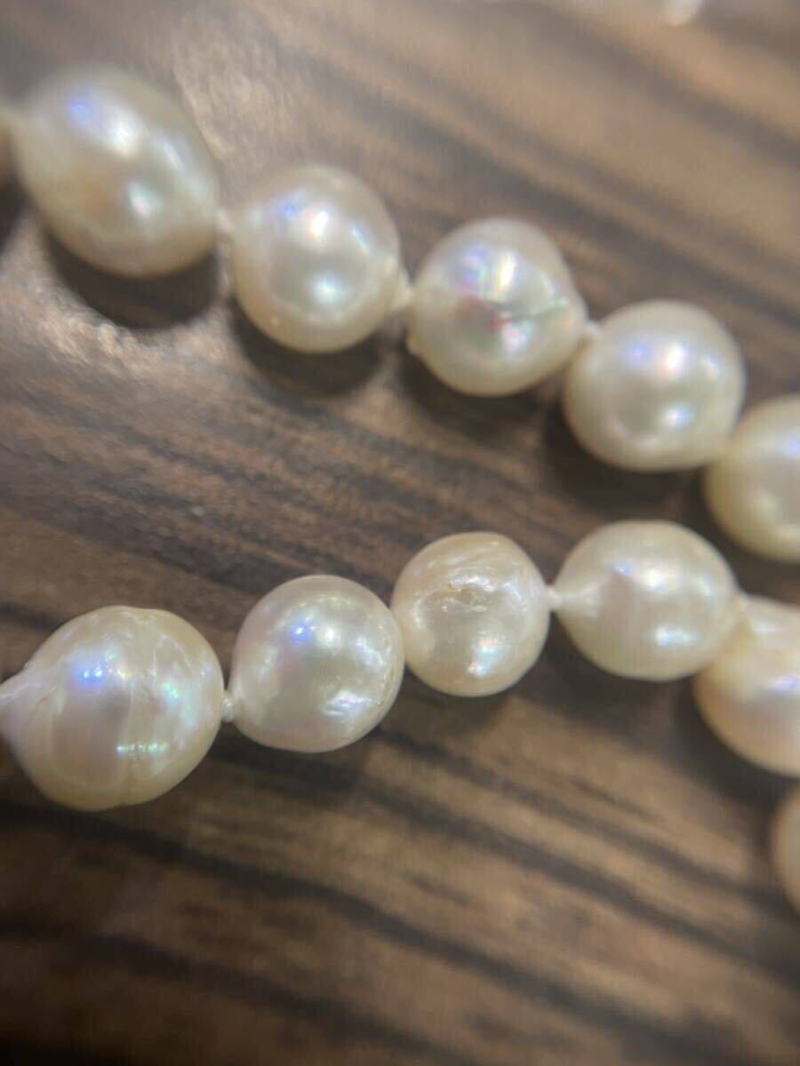 パールネックレス バロックパール pearl necklace Baroque pearl ロング 全長62cm 9.0mm~9.5mm SHILVER ネックレス アクセサリー _画像9