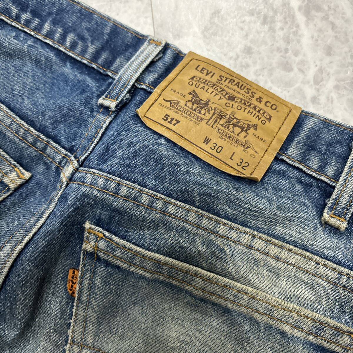 U * американский производства \' редкий 80\'s~90\'s Vintage \' LEVI*S Levi's 517 Denim брюки / джинсы W30 L32 orange tabUSA производства б/у одежда . обратная сторона 575