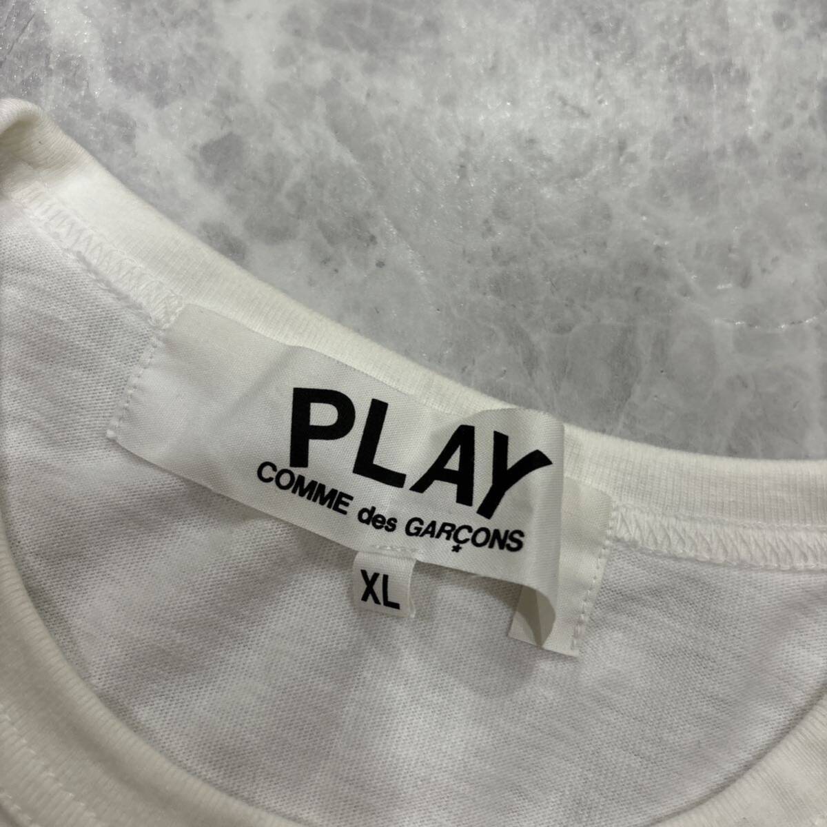 L ＊ 10年製 日本製 'ラグジュアリーウェア' PLAY COMME des GARCONS プレイ プレイコムデギャルソン 半袖 ハート ビッグロゴ Tシャツ XL _画像5