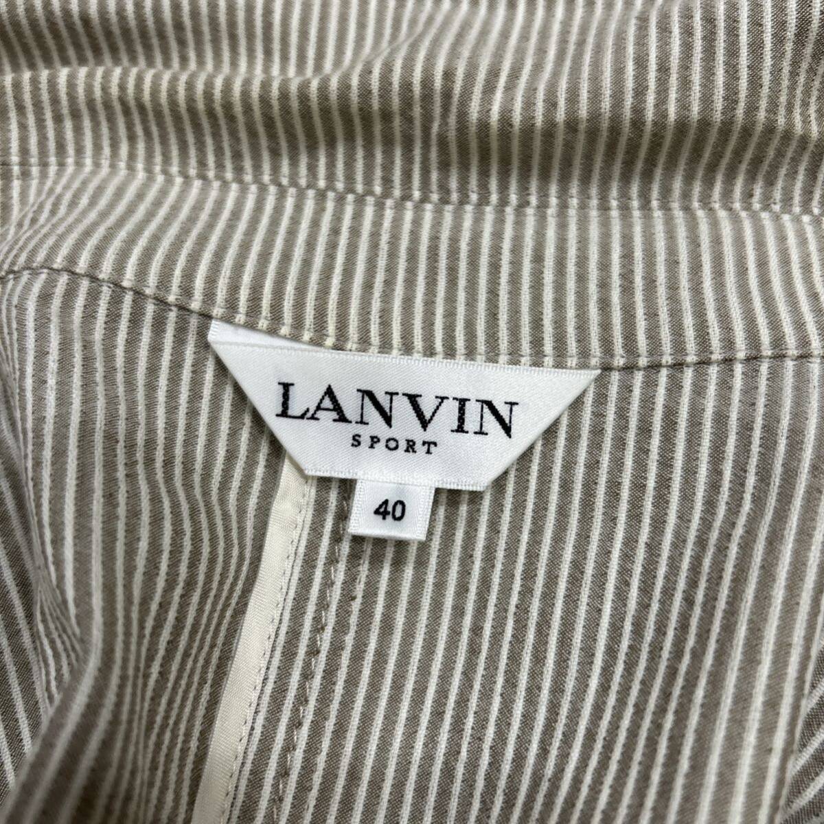 XX ■ 日本製 '洗礼されたデザイン' LANVIN SPORT ランバン WOOL混 ストライプ柄 テーラードジャケット 40 レディース 婦人服 アウター _画像6