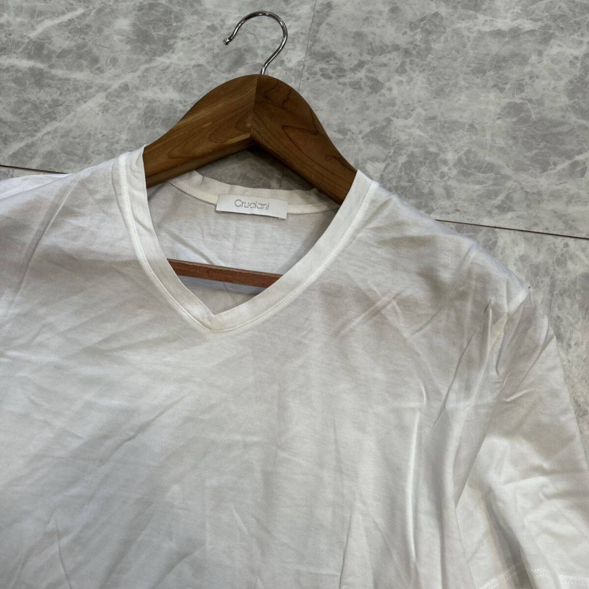 VV ■ イタリア製 '高級感溢れる' Cruciani クルチアーニ 半袖 COTTON Tシャツ / カットソー size52 メンズ 紳士服 トップス 古着 白_画像4