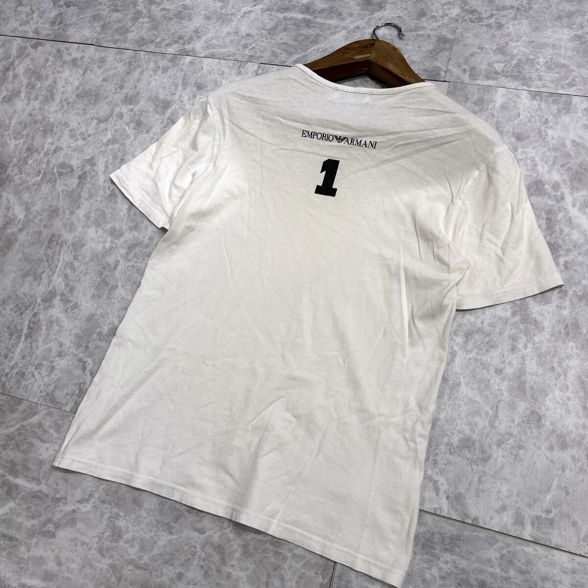 X ■ 日本製 '高級感溢れる' EMPORIO ARMANI エンポリオアルマーニ 半袖 COTTON Tシャツ / カットソー L メンズ 紳士服 トップス 古着 _画像1