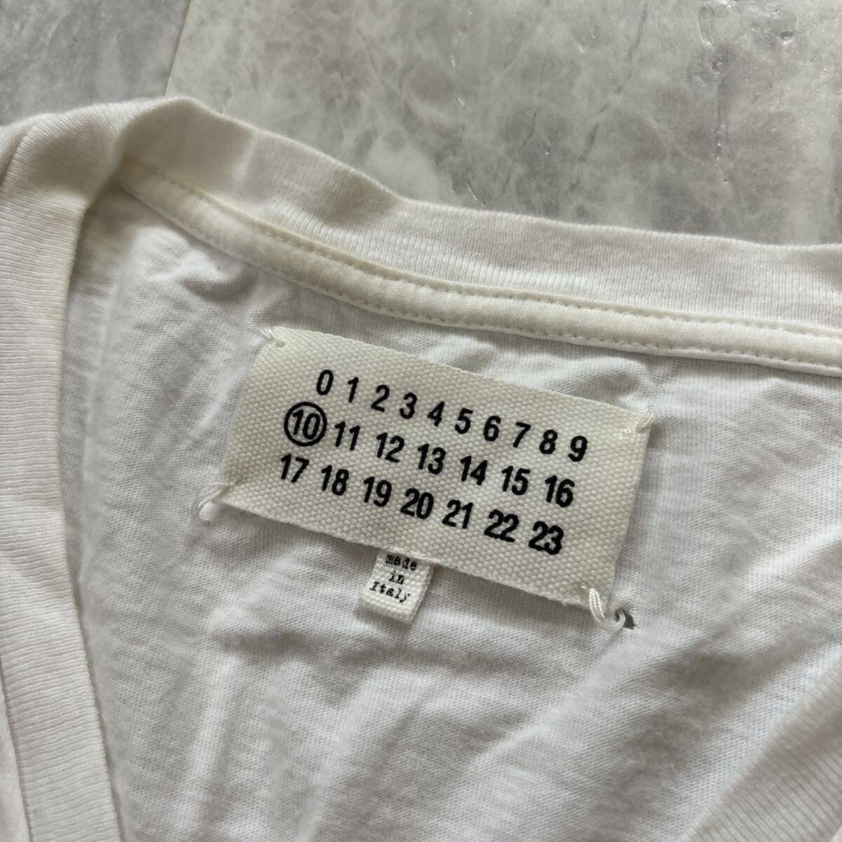 1円~ ＊ 12SS 伊製 国内正規品 '高級紳士服' Maison Martin Margiela 10 メゾンマルタンマルジェラ 半袖 Vネック ポケット Tシャツ 44 _画像5