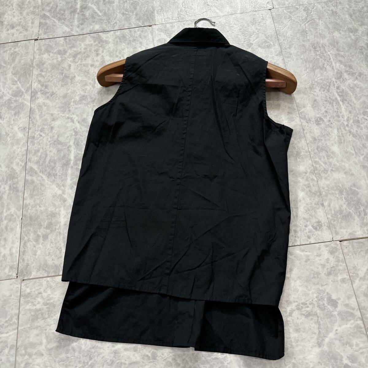 1円~ ＊ 日本製 'ラグジュアリーウェア' Y's ワイズ YOHJI YAMAMOTO ノースリーブ シャツ size3 レディース 婦人服 トップス BLACK_画像4