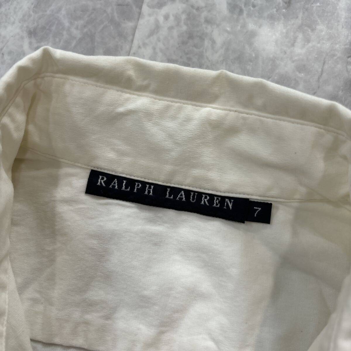 WW ＊ 日本製'人気 ポニー刺繍' RALPH LAUREN ラルフローレン 半袖 ストレッチ素材 ボタンシャツ size7 レディース 婦人服 トップス _画像5