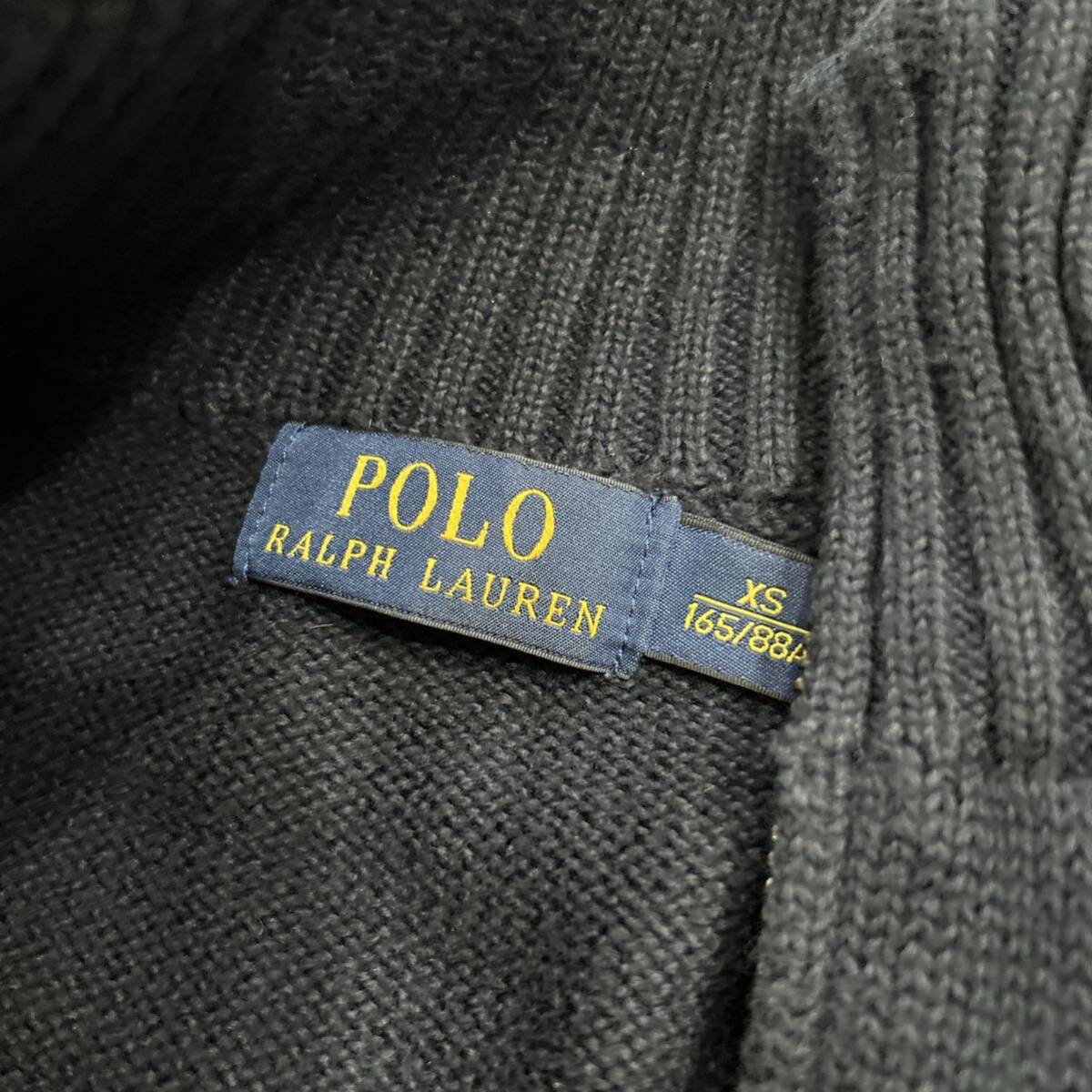 YY ■ 国内正規品 '人気 ポニー刺繍' Polo Ralph Lauren ポロラルフローレン 長袖 COTTON ハーフジップ ニット セーター XS トップス 古着 _画像5