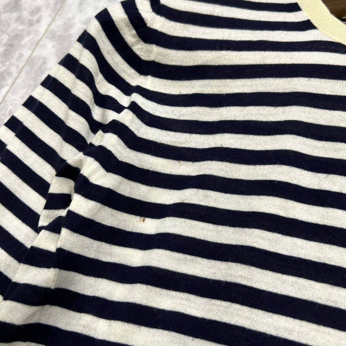 YY ■ イタリア製 '高級感溢れる' HERNO ヘルノ 半袖 WOOL ニット ボーダー柄 Tシャツ / カットソー 42 レディース 婦人服 トップス 古着 _画像8