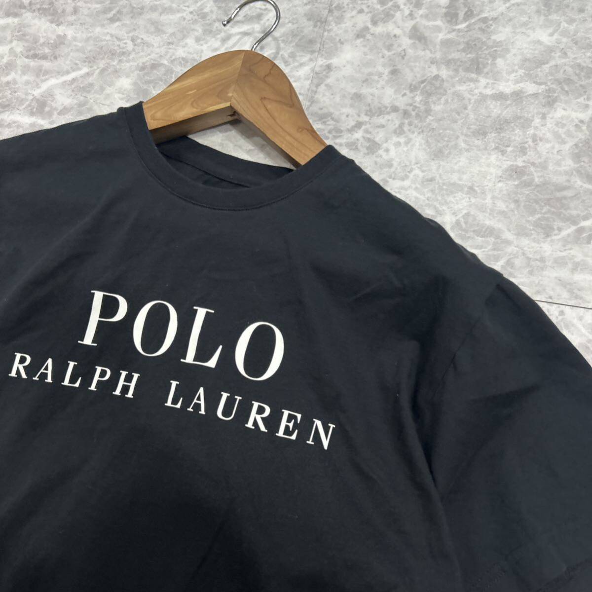 YY ■ 古着 '人気モデル' Polo Ralph Lauren ポロラルフローレン 半袖 COTTON ロゴ入り Tシャツ / カットソー L 婦人服 トップス BLACK_画像4