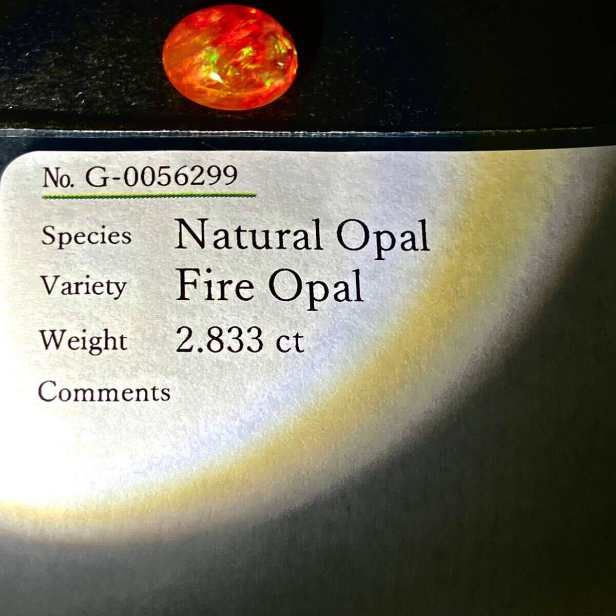 遊色効果!!(天然ファイアオパール2.833ct)m 約11.0×8.7mm ルース 裸石 宝石 ジュエリー fire jewelry opal K_画像6