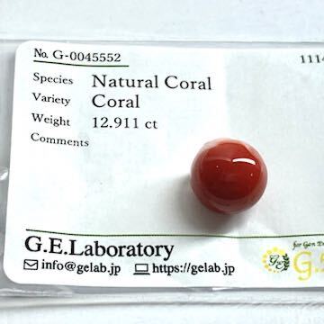 (天然本珊瑚12.911ct)m 約12.3×12.2mm ルース 裸石 宝石 coral コーラル さんご 丸玉 サンゴ DA0/DA0テEB0 K_画像4