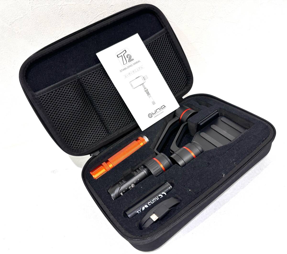 btb-004 ★１円～中古品/現状品/動作未確認【hohem】◆T2 STABILIZING GIMBAL スタビライザー◆スマホ 3軸 ジンバル ブラック×オレンジ_画像9