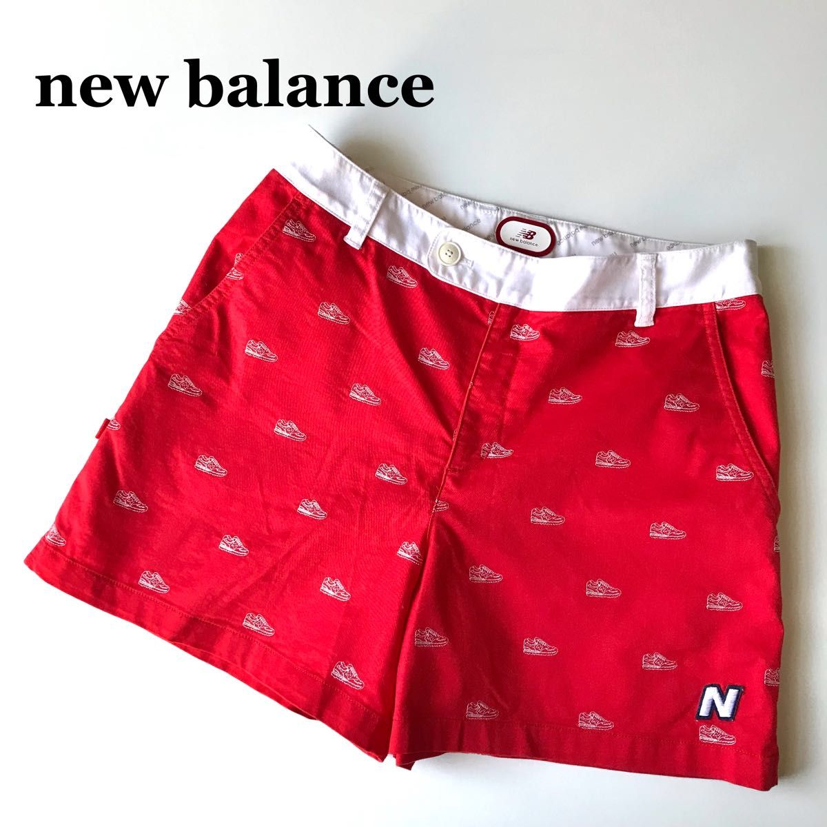 new balanceニューバランス♪ゴルフショートパンツ 刺繍スニーカー柄
