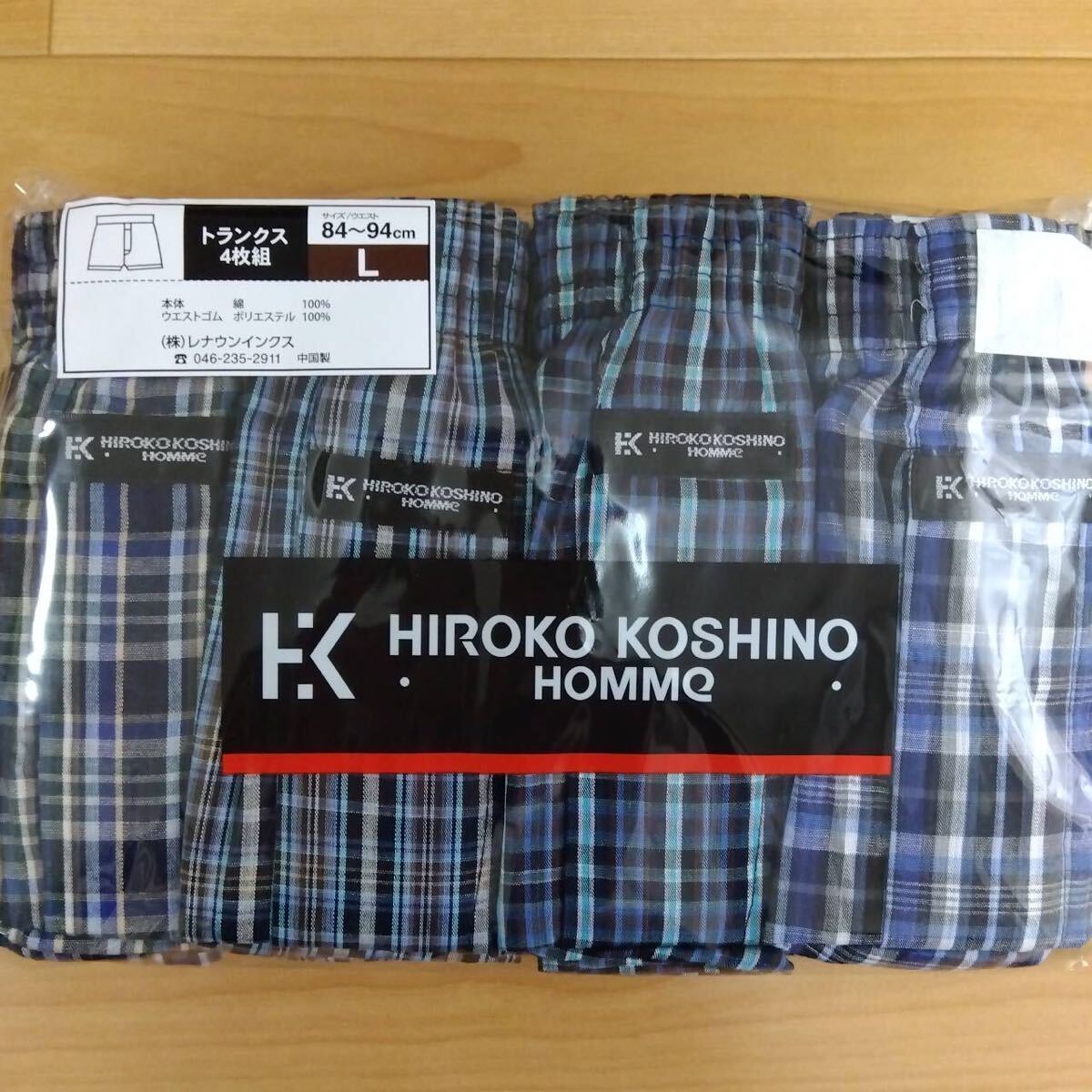 L Hiroko Koshino trunks 4 sheets front opening body cotton 100% men's gentleman under wear inner underwear underwear Koshino Hiroko HIROKO KOSHINO HOMMe