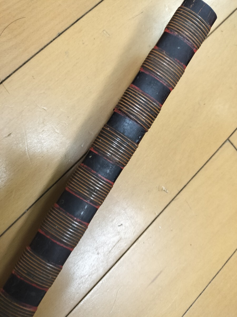 * finger .. for ... war bow cane stick armor armour . feather woven. ...92.5cm degree .. old budo -ply rattan bow 