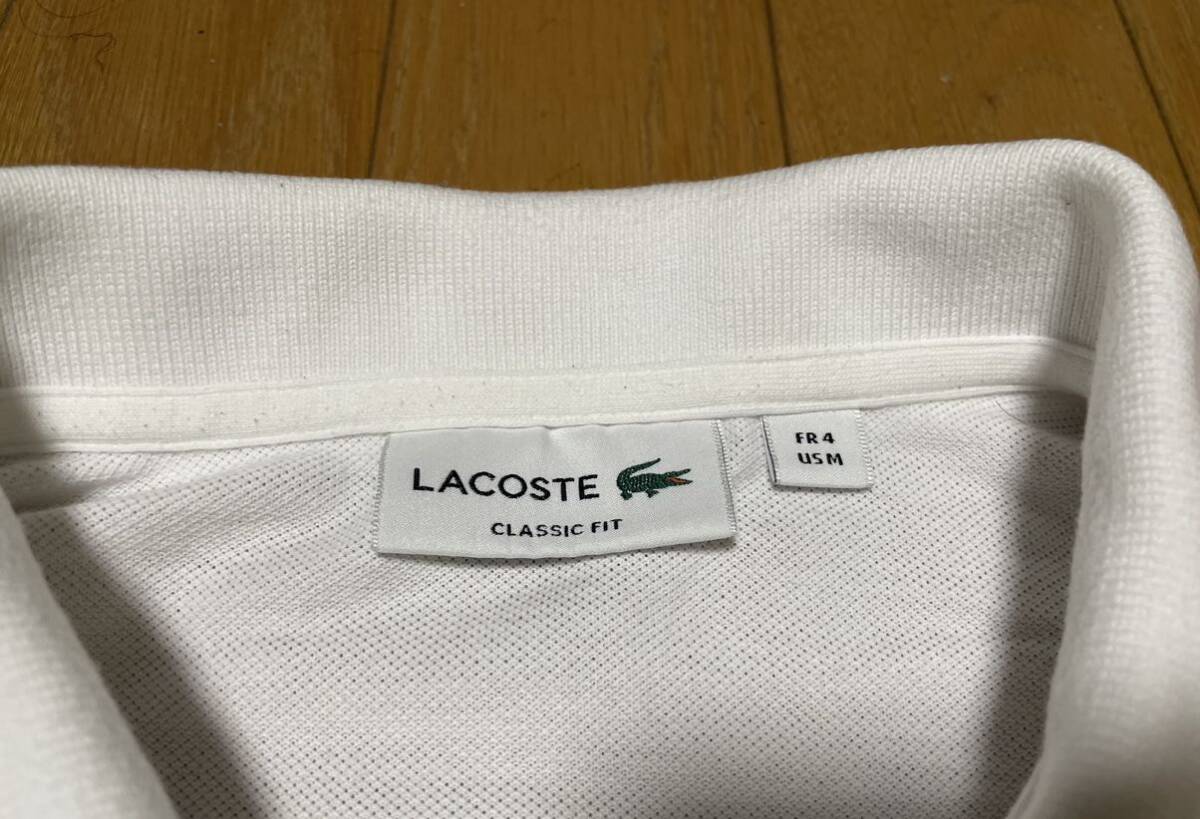 【LACOSTE ラコステ L1212L サイズ 4 日本製 ホワイト】半袖ポロシャツ 白 鹿の子素材の画像3