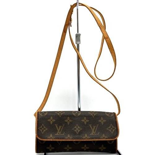 【ベタ無し】LOUIS VUITTON ルイ・ヴィトン M51854 ポシェットツインPM ショルダーバッグ ブラウン モノグラム PVC ウィメンズ レディース_画像2