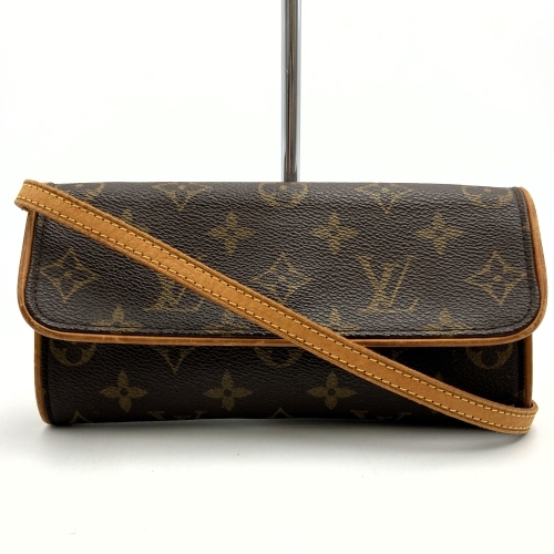 【ベタ無し】LOUIS VUITTON ルイ・ヴィトン M51854 ポシェットツインPM ショルダーバッグ ブラウン モノグラム PVC ウィメンズ レディース_画像1