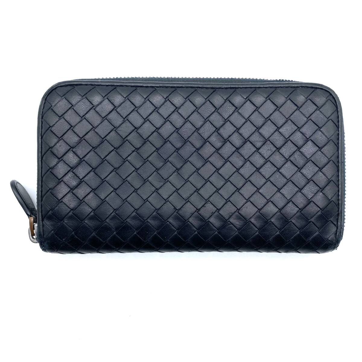 BOTTEGA VENETA Round Zip Long Wallet Intrecciato Black 長財布 ラウンドファスナー イントレチャート ブラック_画像1