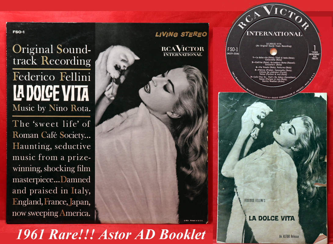 🇮🇹🇺🇸 OST！配給元アスター社の冊子【1960年 US RCA ORG DG】Nino Rota 甘い生活 La Dolce Vita　再生良_画像1