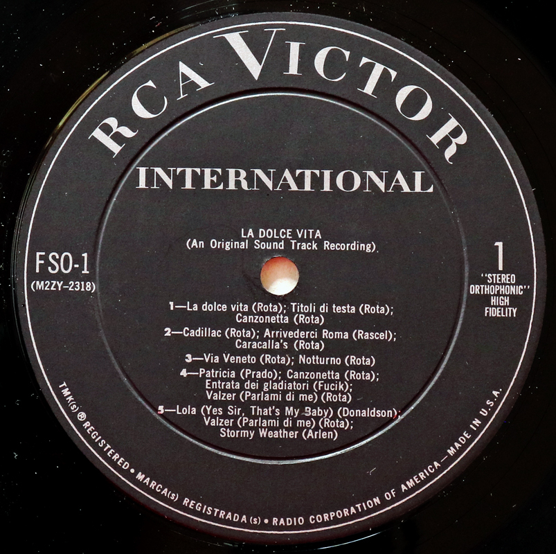 🇮🇹🇺🇸 OST！配給元アスター社の冊子【1960年 US RCA ORG DG】Nino Rota 甘い生活 La Dolce Vita　再生良_画像9