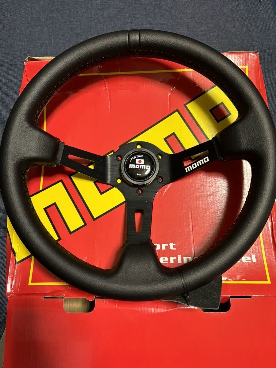 [ free shipping ]MOMO FULL SPEED 328D full Speed steering gear 32.8 pie DEEP 90mm BK leather / black top [ non regular goods ]