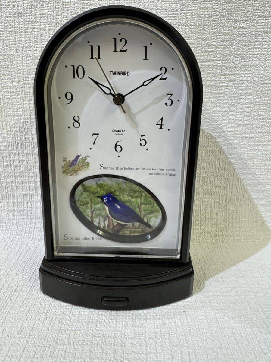 置時計 置き時計 日本製 QUARTS メロディ時計 鳥 鳴き声 難あり TWINBIRD_画像1