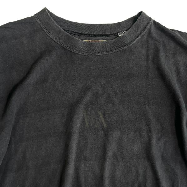 希少 アメリカ製 ARMANI JEANS アルマーニ ジーンズ ドロップショルダー プリント ロゴ Tシャツ トップス カットソー 丸首 M 黒 BLACK TEE_画像2