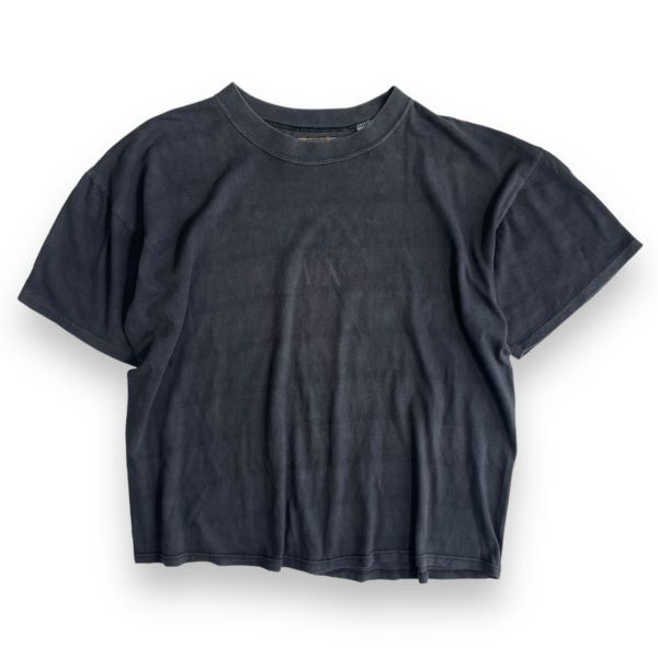 希少 アメリカ製 ARMANI JEANS アルマーニ ジーンズ ドロップショルダー プリント ロゴ Tシャツ トップス カットソー 丸首 M 黒 BLACK TEE_画像1