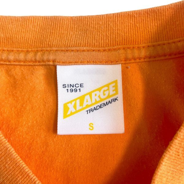 日本製 国内正規 X LARGE エクストララージ 半袖 プリント ロゴ Tシャツ コットン トップス カットソー S オレンジ ORANGE_画像5