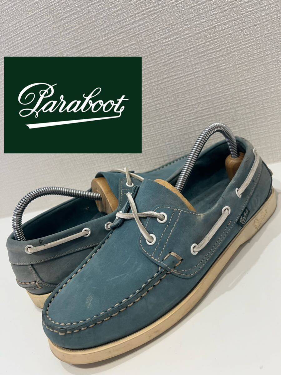 ★スペイン製★Paraboot★パラブーツ★BARTH★バース★デッキシューズ★モカシン★MARINE SOLE★マリン★ブルー★青系★UK7★25.5cm相当★_画像1