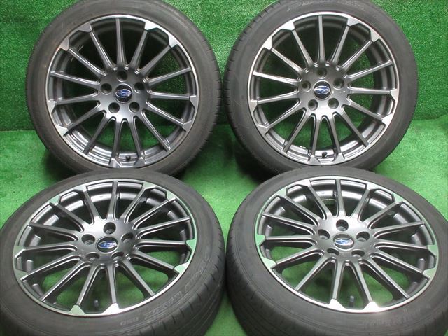 中古 ホイールタイヤ 4本 225/45R18 2017年製 6分山 スバル純正 レヴォーグ ST1 ラジアル タイヤ DL SP スポーツマックス 050_画像1