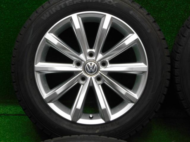 中古 ホイールタイヤ 4本 215/55R17 2018年製 8分山 VW パサート 純正 スタッドレス タイヤ ダンロップ ウィンターマックス WM02_画像2