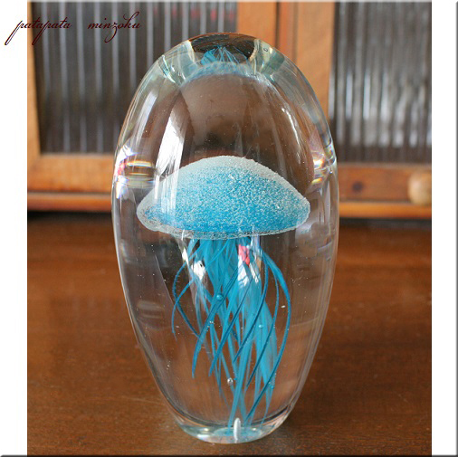 ジェリーフィッシュ ブルー L クラゲ クラフトガラスワーク 海月 くらげ オブジェ 置物 ガラス _画像1