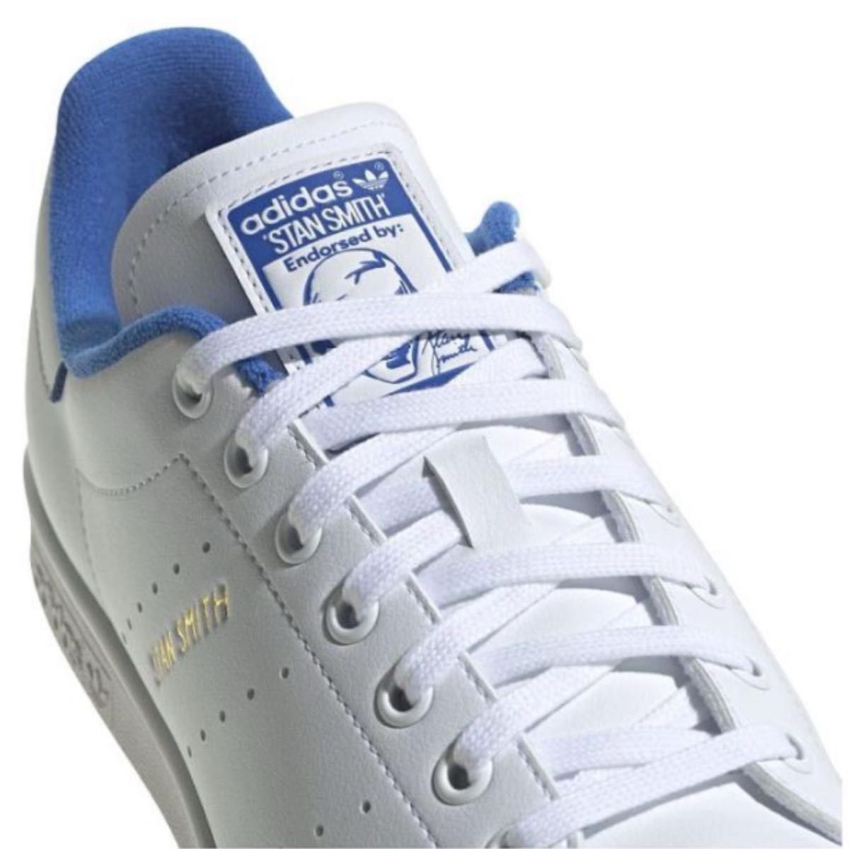 【新品23.5cm】adidas STAN SMITH アディダス スタンスミス ホワイト/ブルー/ゴールド 刻印