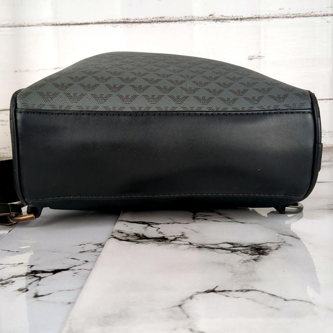  популярный / наклонный .. Emporio Armani EMPORIO ARMAN общий рисунок Cross корпус корпус сумка плечо PVCbai цвет черный серый 