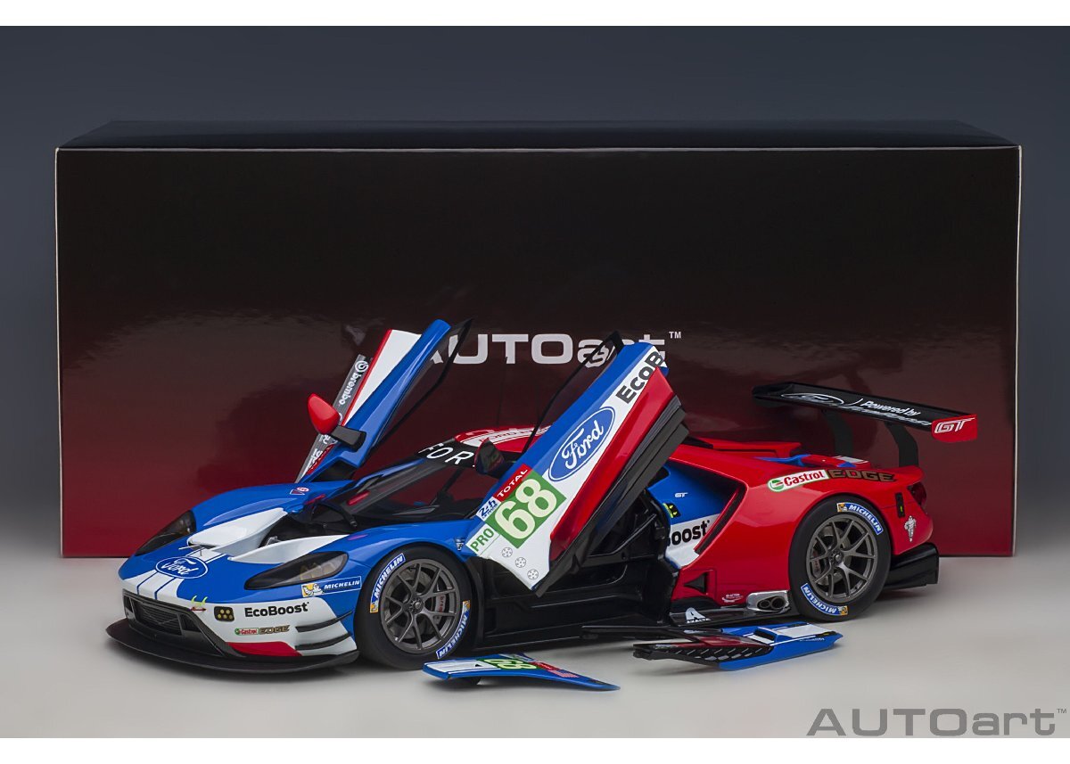 AUTO art 81912 1/18 Ford GT 2019 #68 (ru* man 24 час гонки LMGTE Pro Class )( голубой | белый | красный )