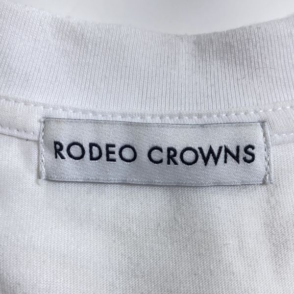 RODEO CROWNS ロデオクラウンズ ロゴ プリント 刺繍 Tシャツ フリーザイズ 白 ホワイト デカロゴ レディース ゆったり_画像8