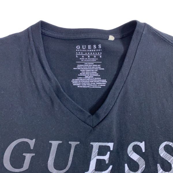 GUESS ゲス ロゴ 半袖Tシャツ レディース Lサイズ Vネック 黒 ブラック_画像8