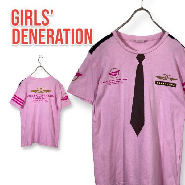 【レア】少女時代 GIRLS' GENERATION 半袖 Tシャツ ピンク ジャパンツアー ネクタイTシャツ_画像1