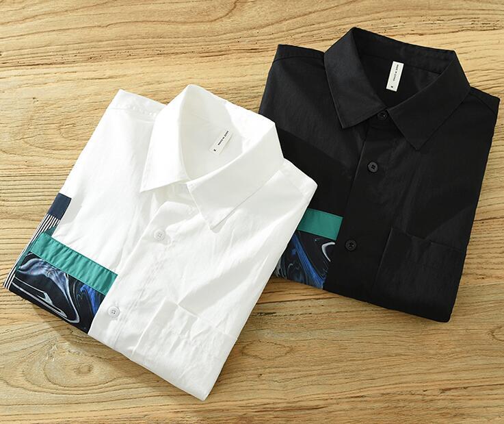 新品 メンズ コットン長袖シャツ ワイシャツ　花柄 切り替え ビジネスシャツ カジュアルシャツ レギュラーシャツ 紳士 ホワイト M~3XL_画像9