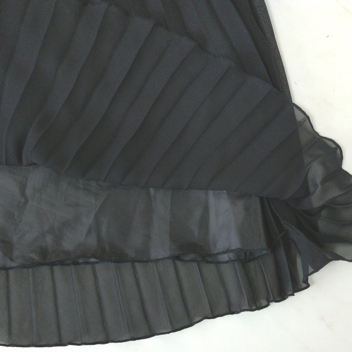 IMAGE COLLECTION イマージュコレクション 黒 13号 ひざ丈 プリーツスカート 大きいサイズ ブラック フレア