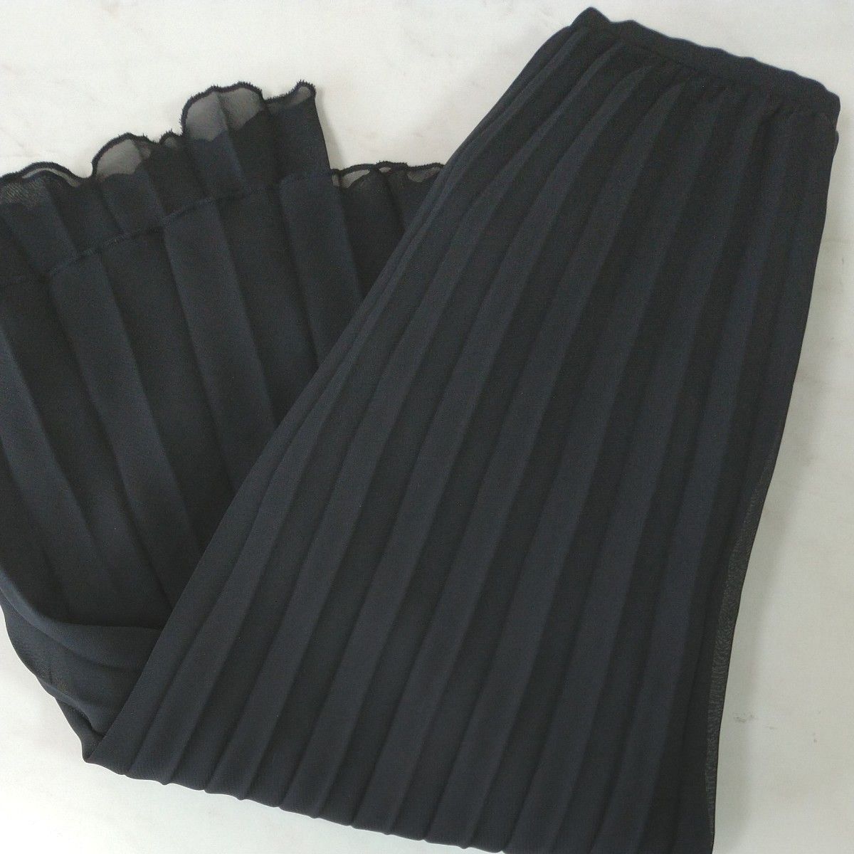 IMAGE COLLECTION イマージュコレクション 黒 13号 ひざ丈 プリーツスカート 大きいサイズ ブラック フレア