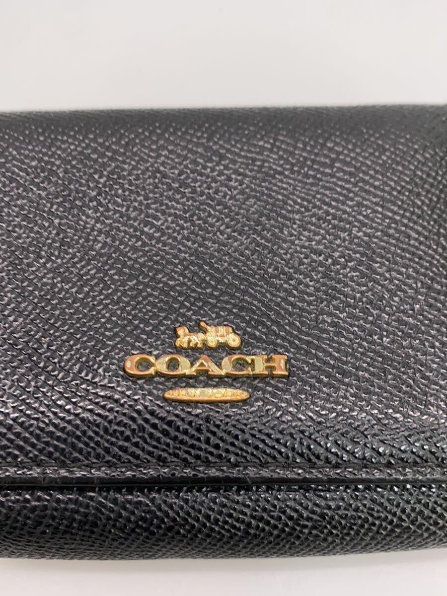 COACH◆3つ折り財布/PVC/BLK/無地/レディース_画像3